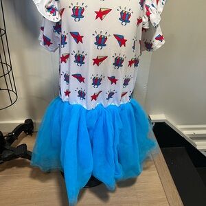 Ring Pop Madness with Blue Tutu Mixed Fabric Dress